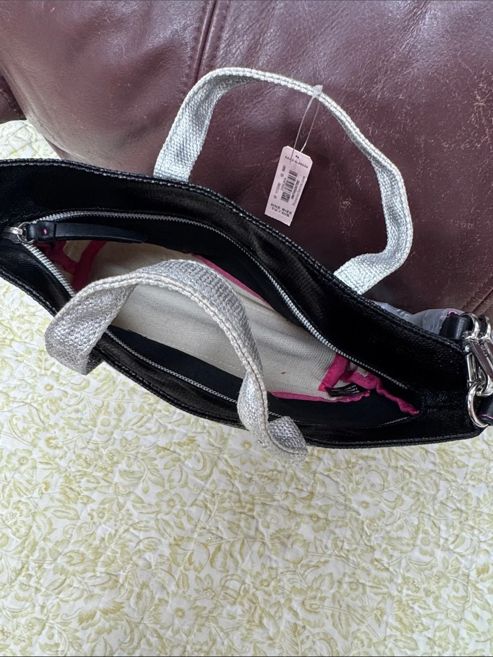 Victoria's Secret Black and Silver Metallic Trim Tote